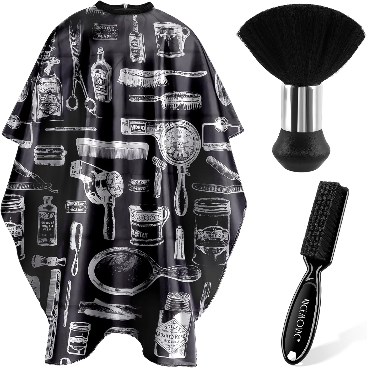 Nicemovic haircutting barber cape/neck duster and brush